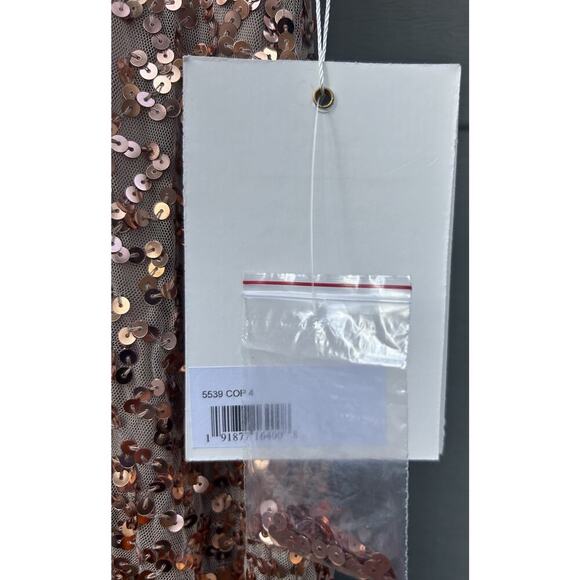 Mac Duggal V-Neck Slit Sequined Wrap Gown Size 4 Rose Copper Prom Dress Wedding - Picture 6 of 16